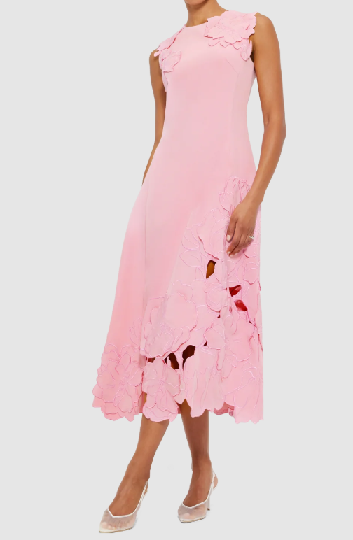 Fab 3D Flower Sleeveless Midi Dress