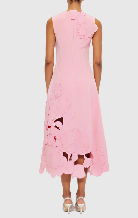 Fab 3D Flower Sleeveless Midi Dress