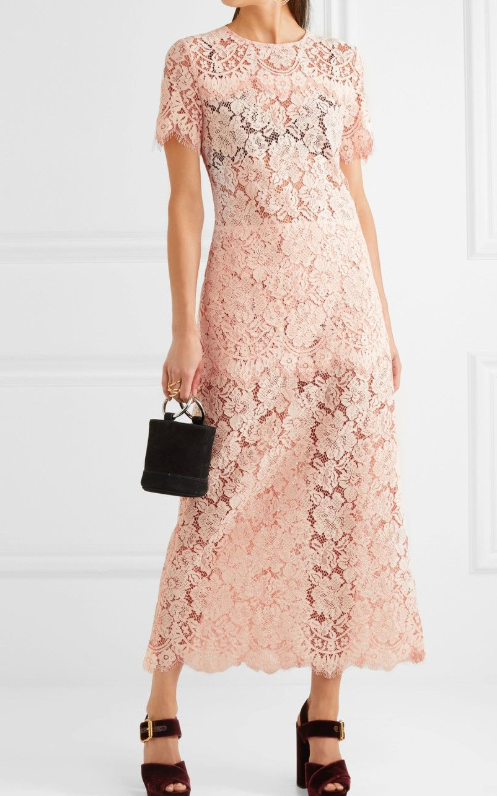 Demure Pink Lace Occasion Dress