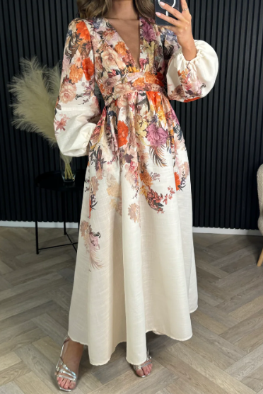 Classy Floral Long Sleeve Dress