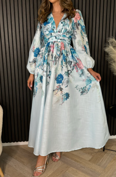 Classy Floral Long Sleeve Dress