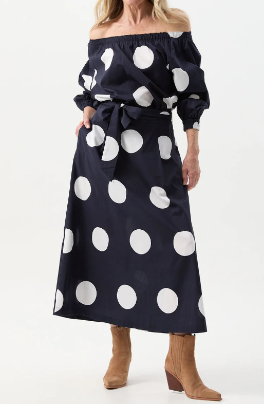 Elegant Spot Print 2pc Skirt Set