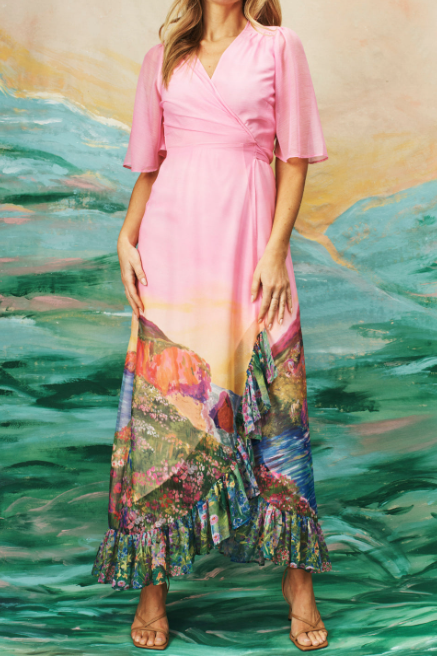 Fab Floral Wrap Chiffon Dress