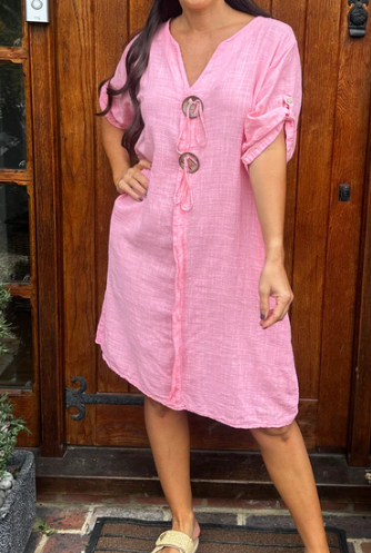 The Chic Comfy Linen Button Dress
