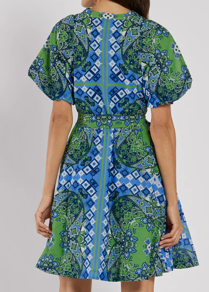 Spring Green Printed Short Dress