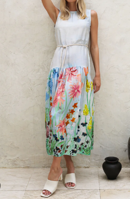 Chiffon Colorblock Stylish Dress