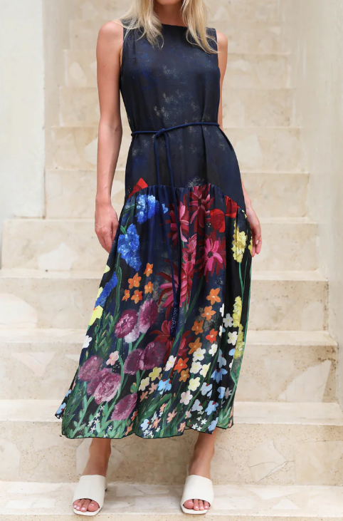 Chiffon Colorblock Stylish Dress