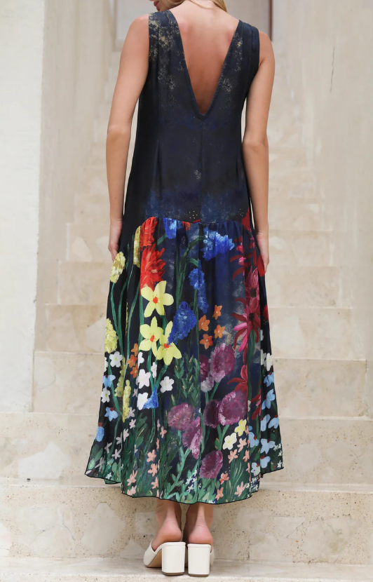 Chiffon Colorblock Stylish Dress