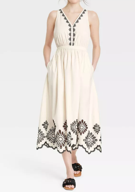 The Chic Eyelet Sundress With Elastic Waist