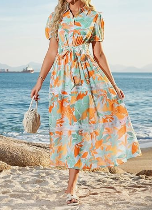 Demure Floral Lace Shirt Dress