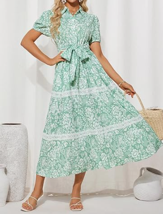 Demure Floral Lace Shirt Dress