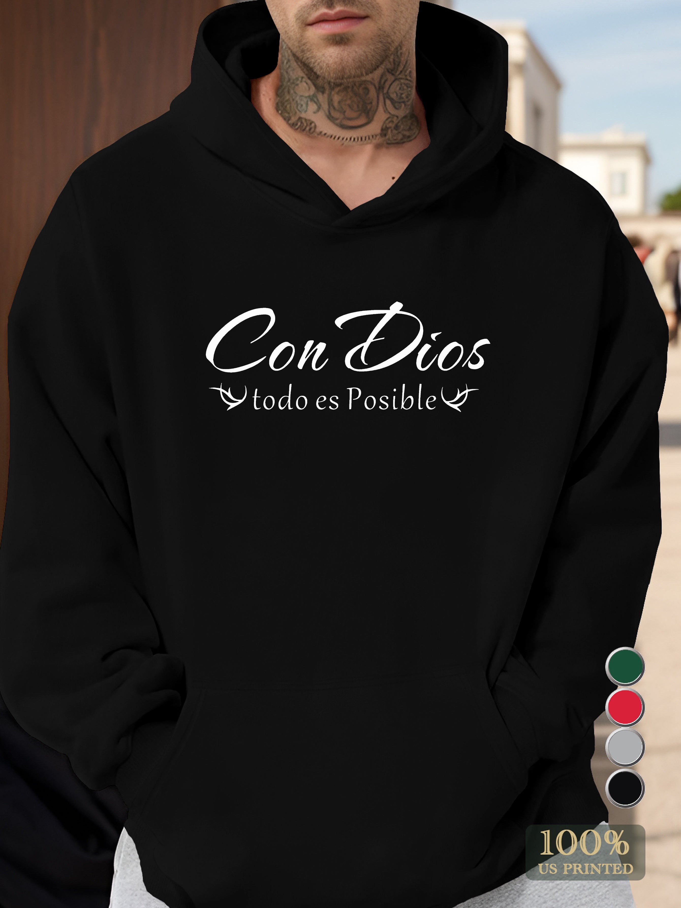 CON DIOS Men's hooded sweatshirt