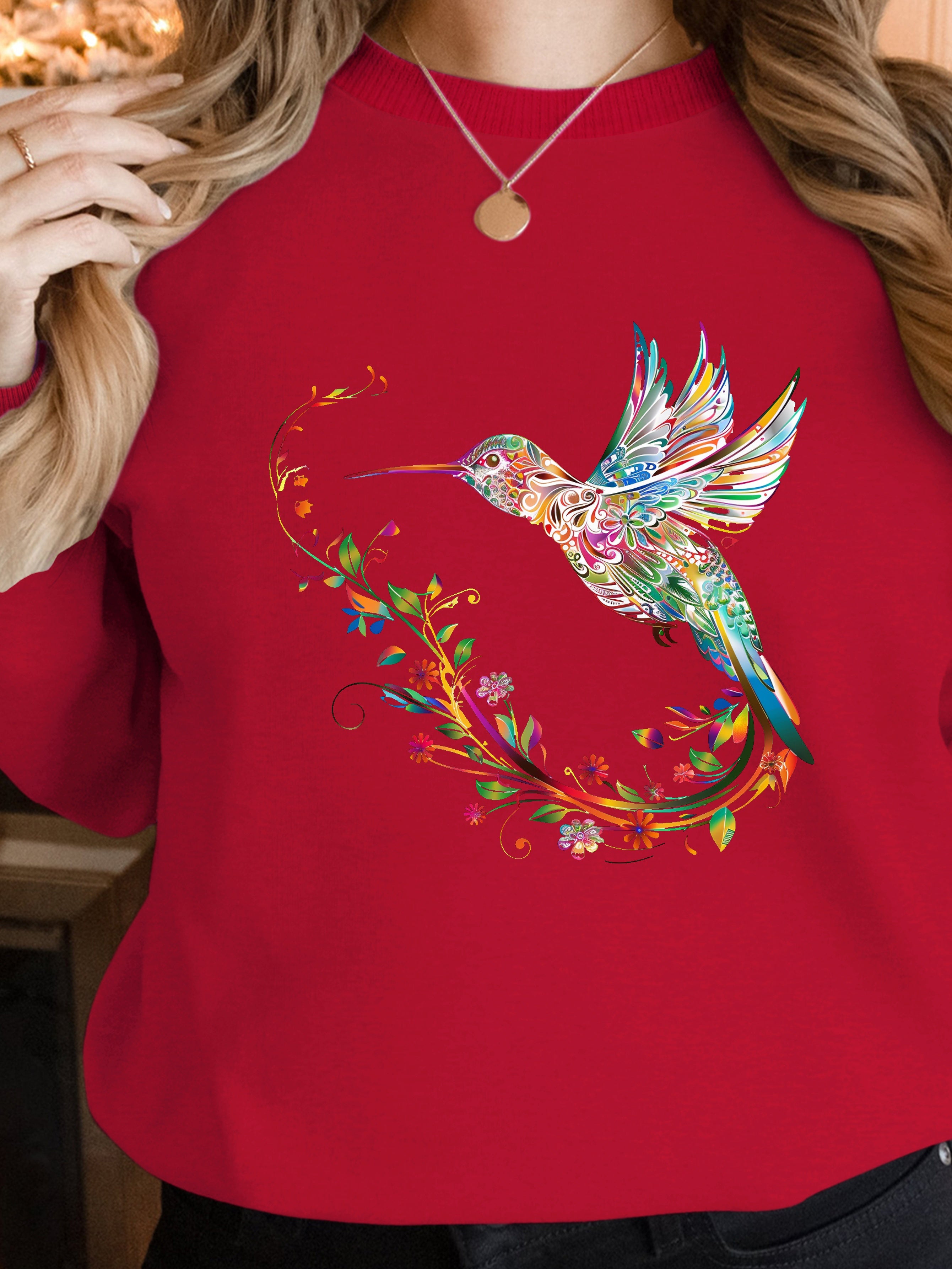 Colorful Hummingbird Illustration women's sweatshirts