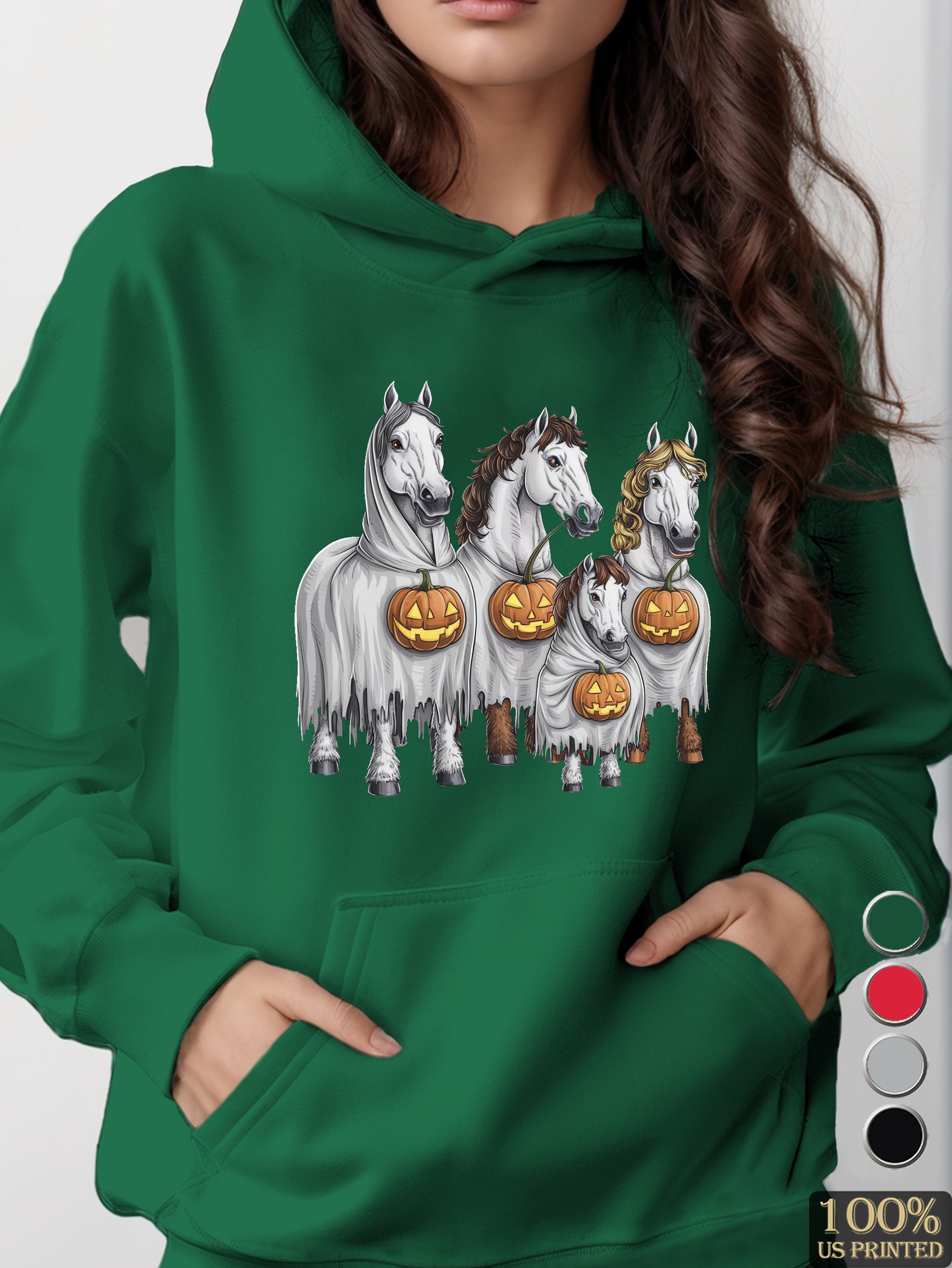 ghostly horses women's hooded sweatshirt