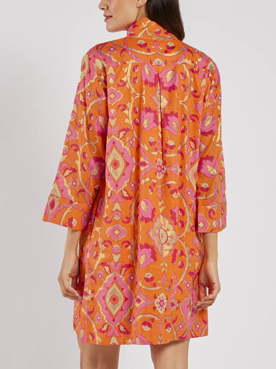 The Hot Orange Printed Mini Dress