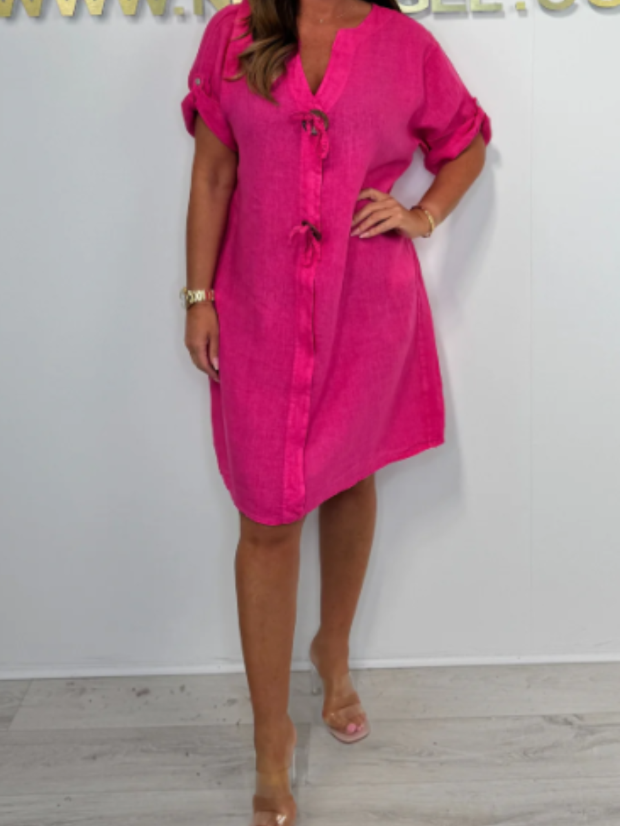 The Chic Comfy Linen Button Dress