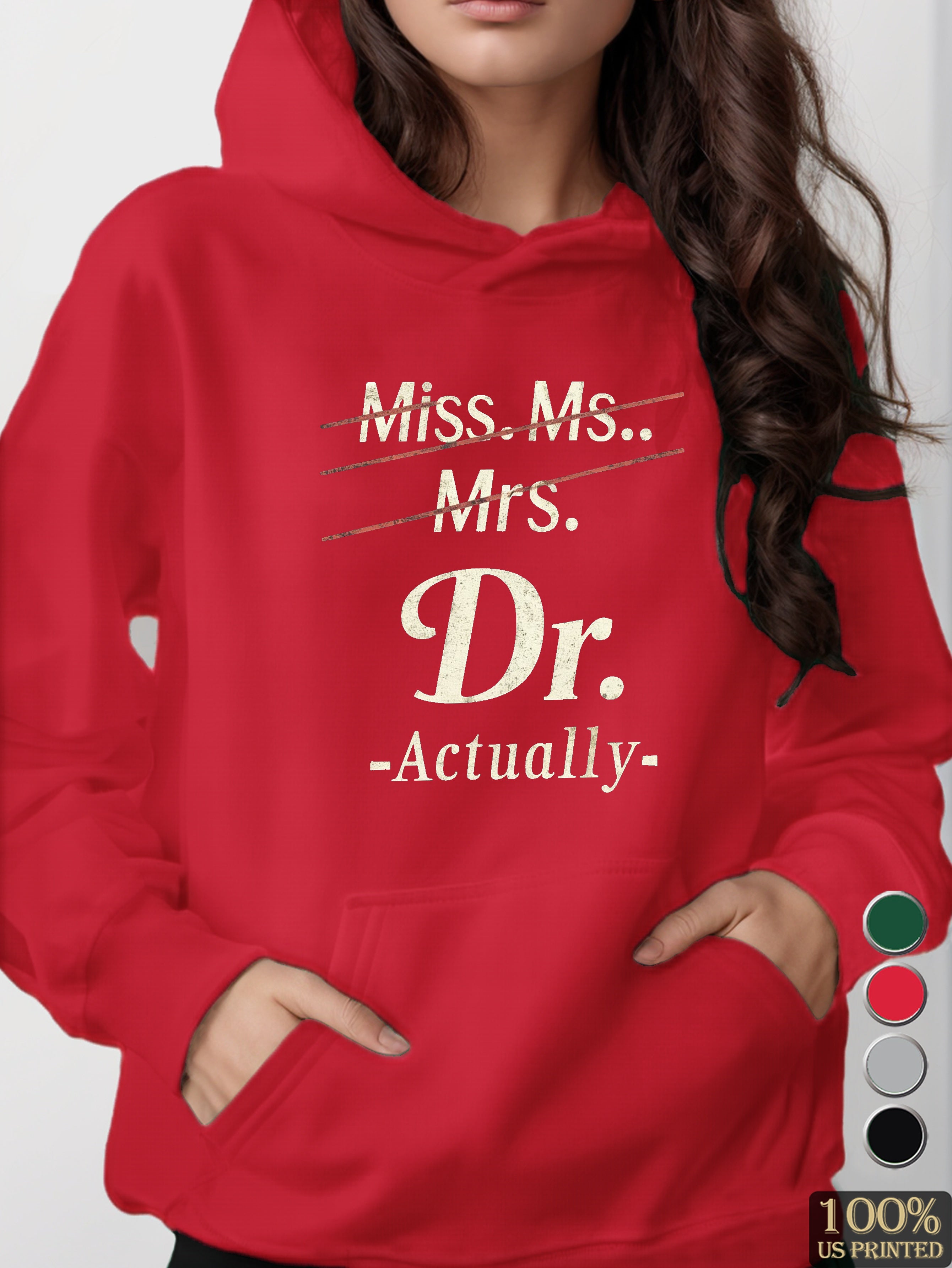 Dr with strikethrough titles women's hooded sweatshirt