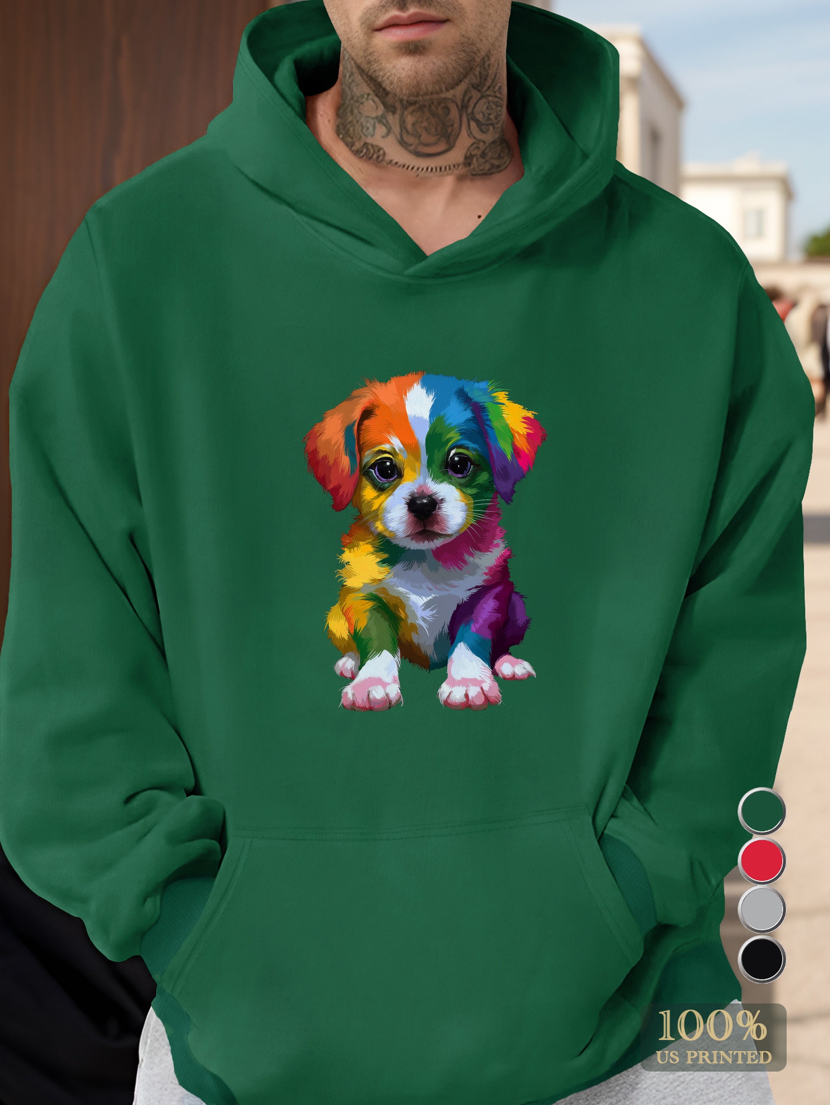 Colorful Puppy Men's hooded sweatshirt