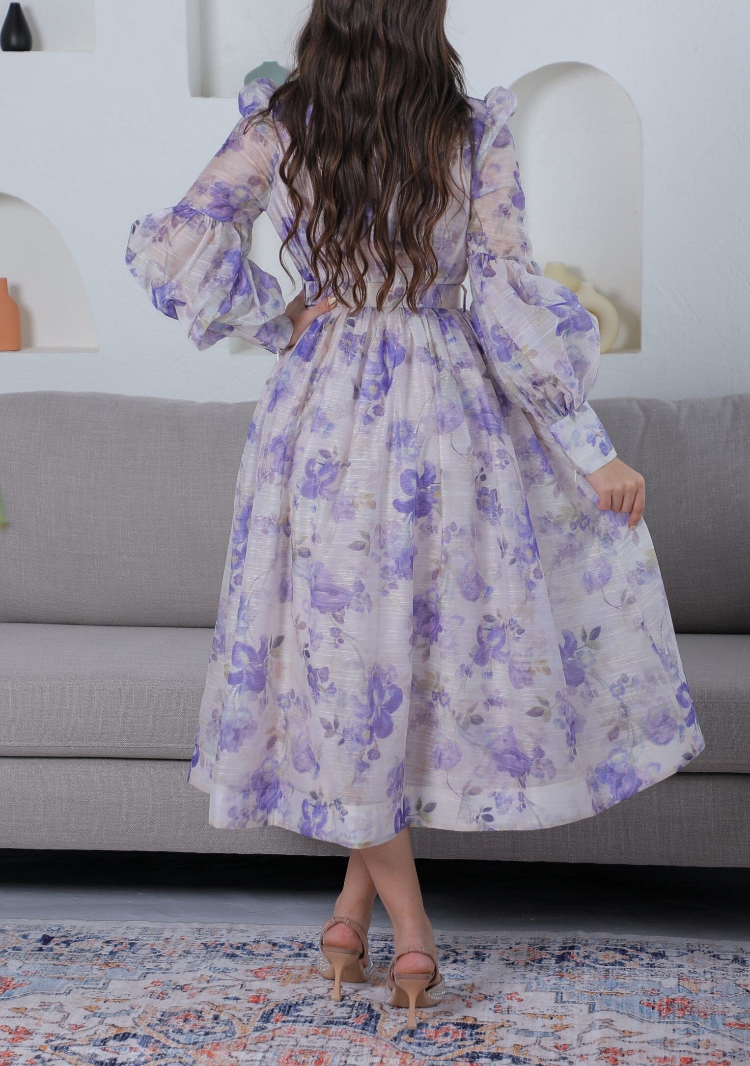 Puff Sleeves Floral Maxi Dress