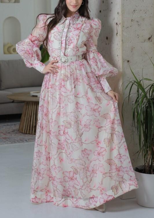 Pink Long Sleeves Soft Shirt Dress