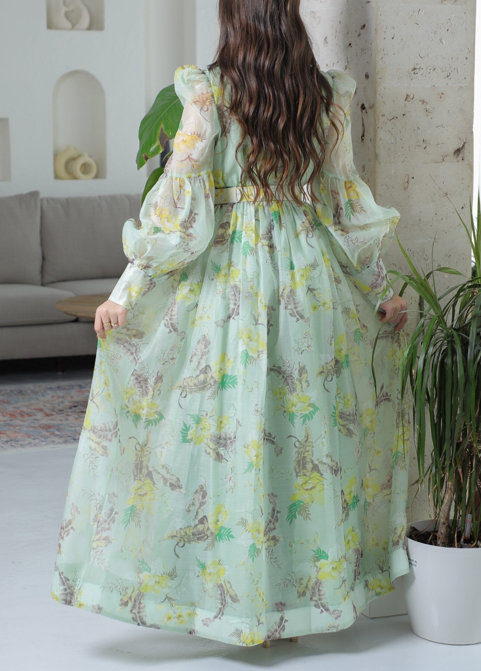 Green Long Sleeves Soft Shirt Dress