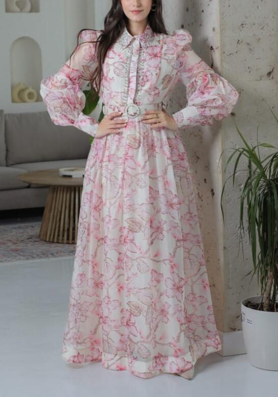 Pink Long Sleeves Soft Shirt Dress