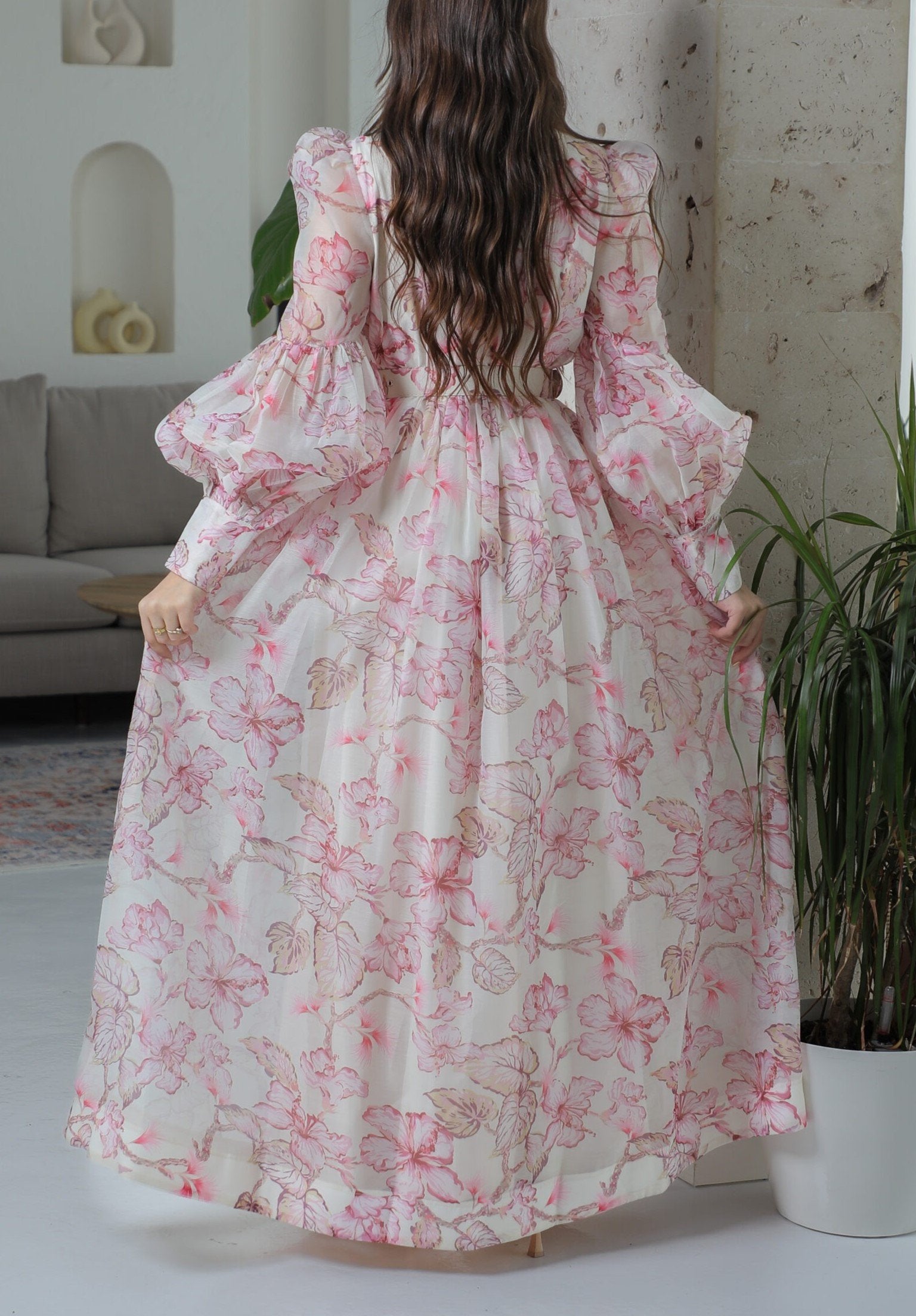Pink Long Sleeves Soft Shirt Dress
