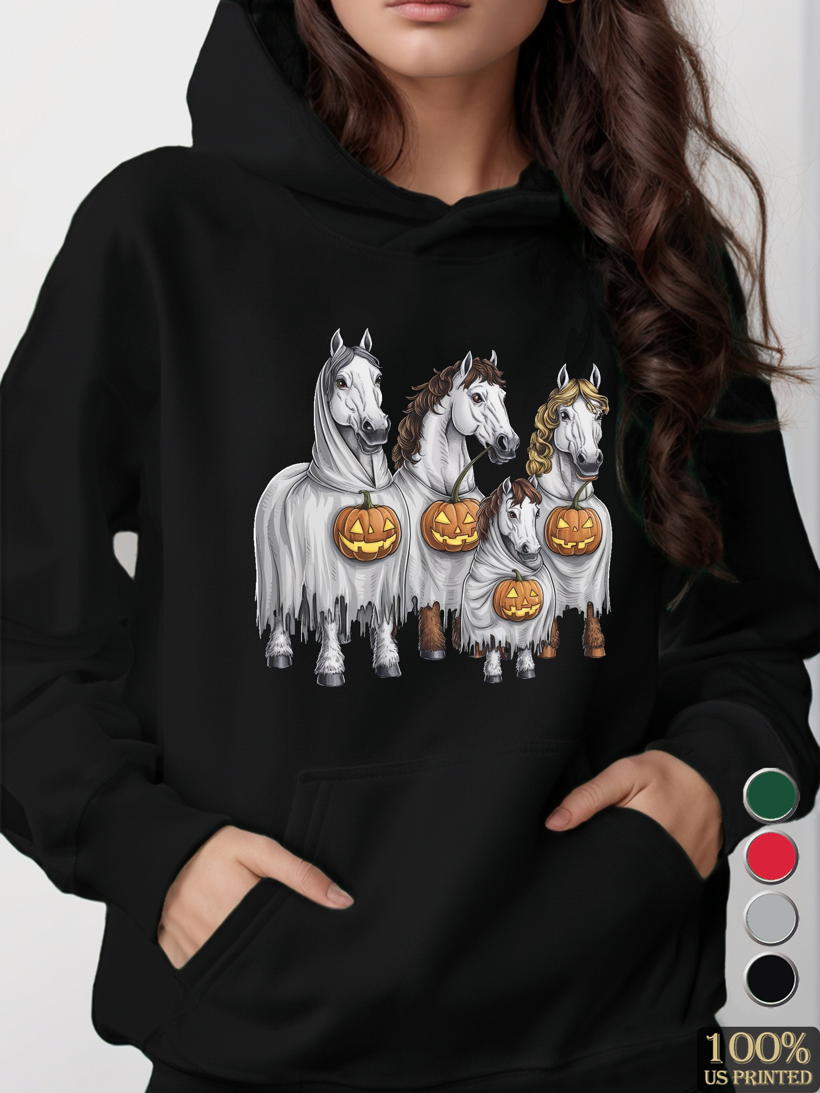 ghostly horses women's hooded sweatshirt