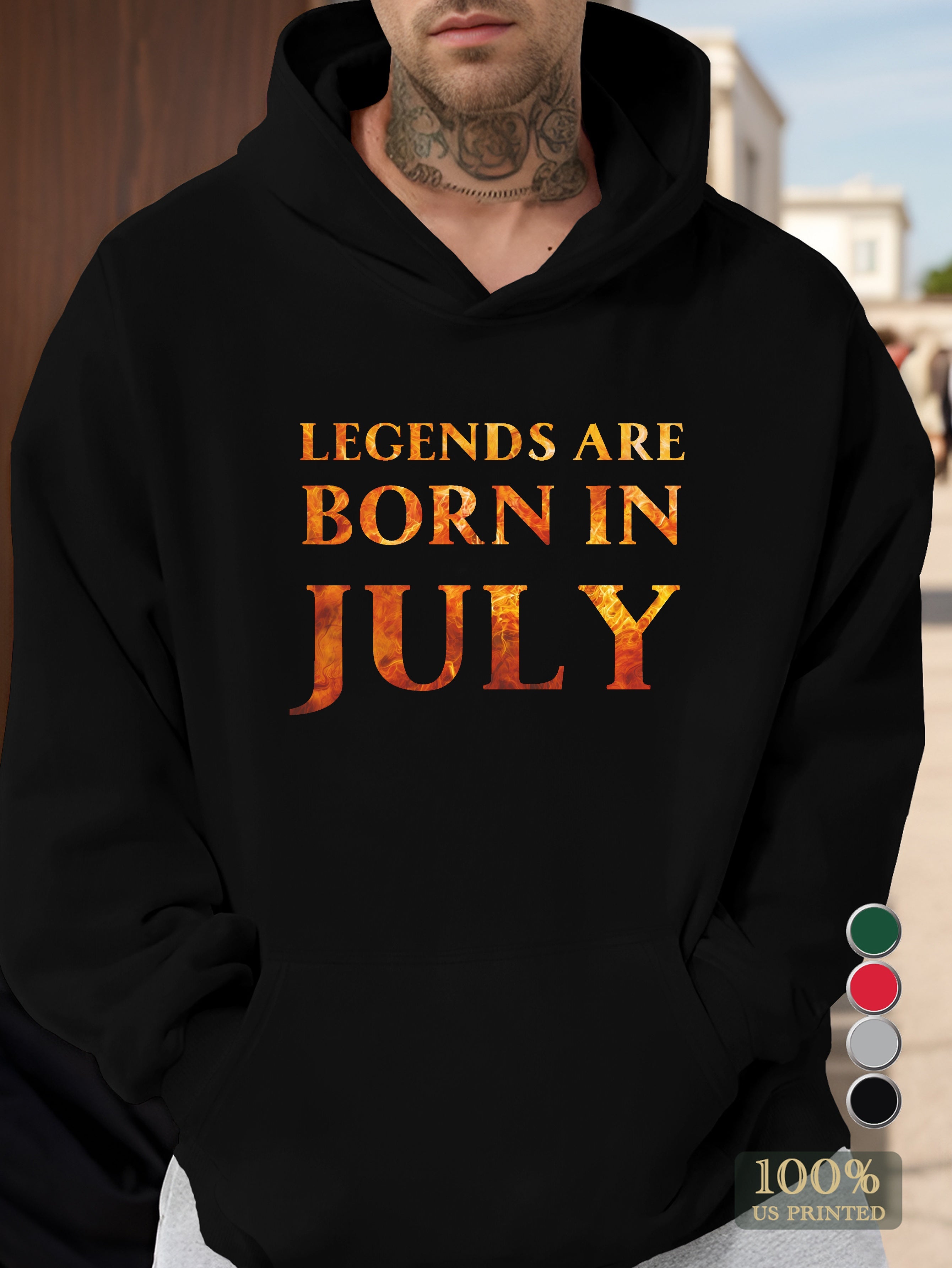 LEGENDS ARE BORN IN JULY Men's hooded sweatshirt