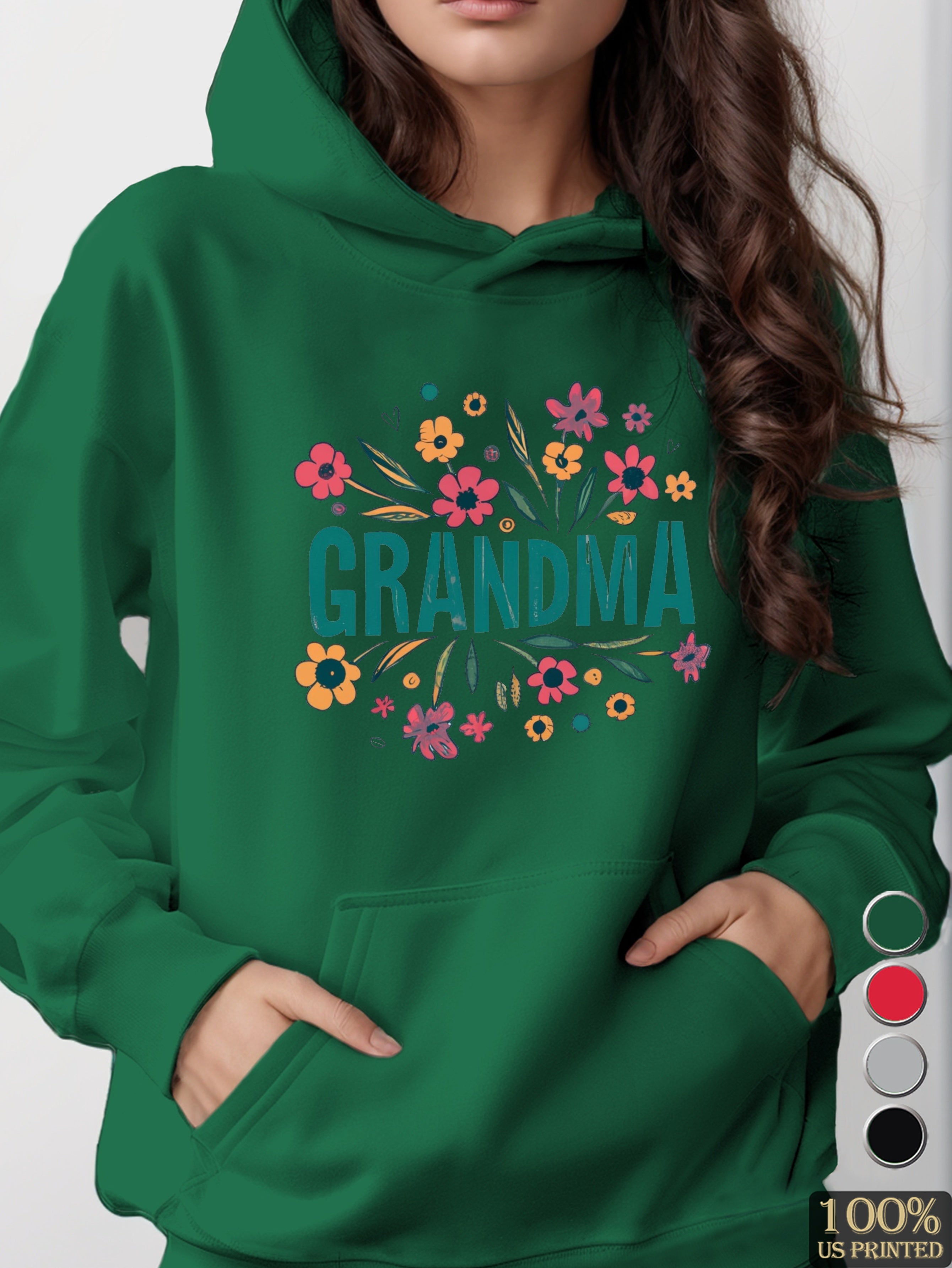 grandma t shirt wildflowers women's hooded sweatshirt