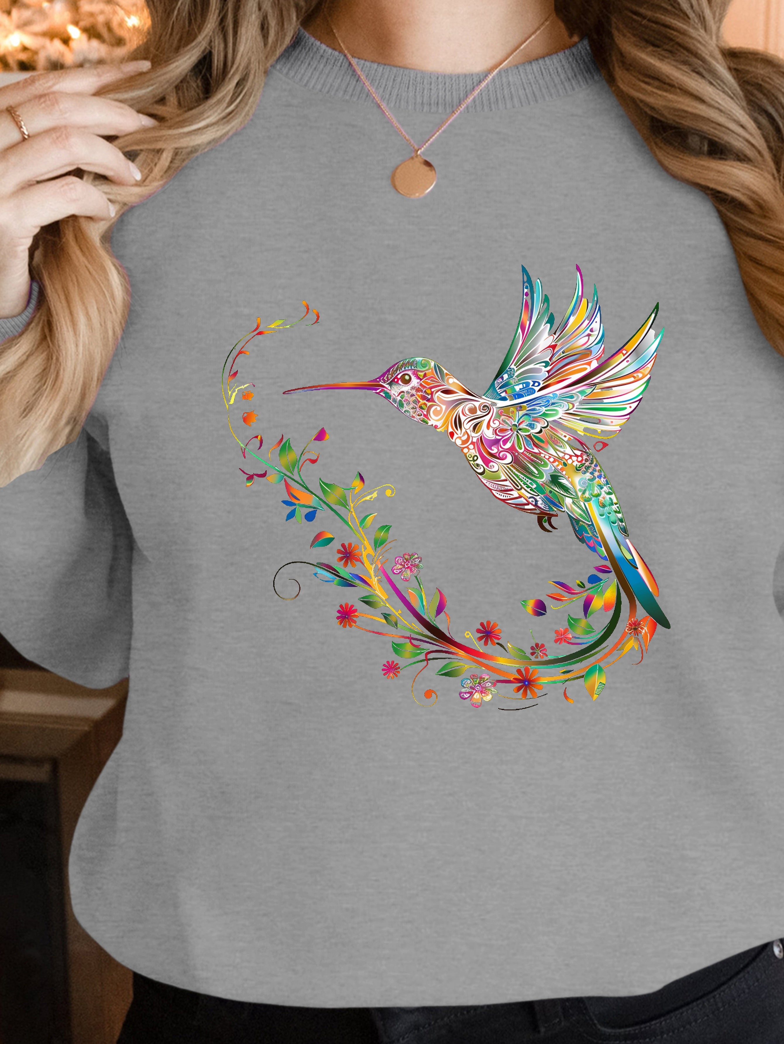 Colorful Hummingbird Illustration women's sweatshirts