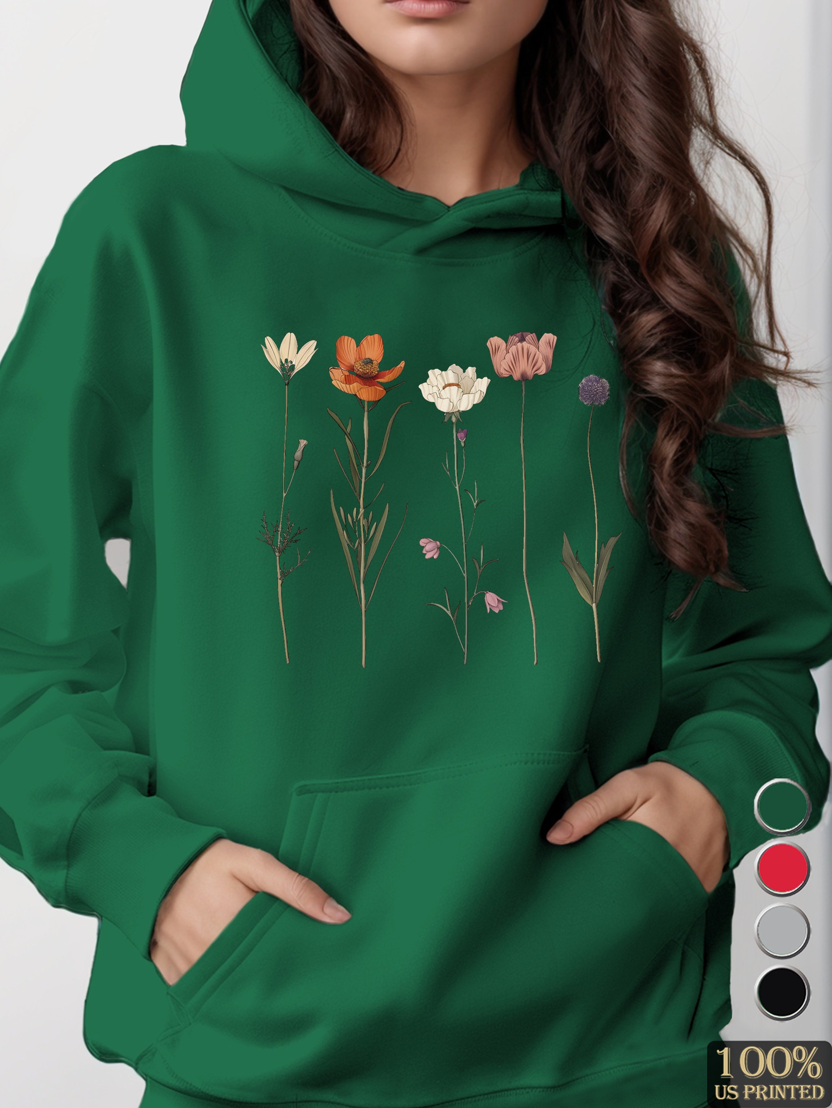 Vintage Botanical Flower Illustrations women's hooded sweatshirt