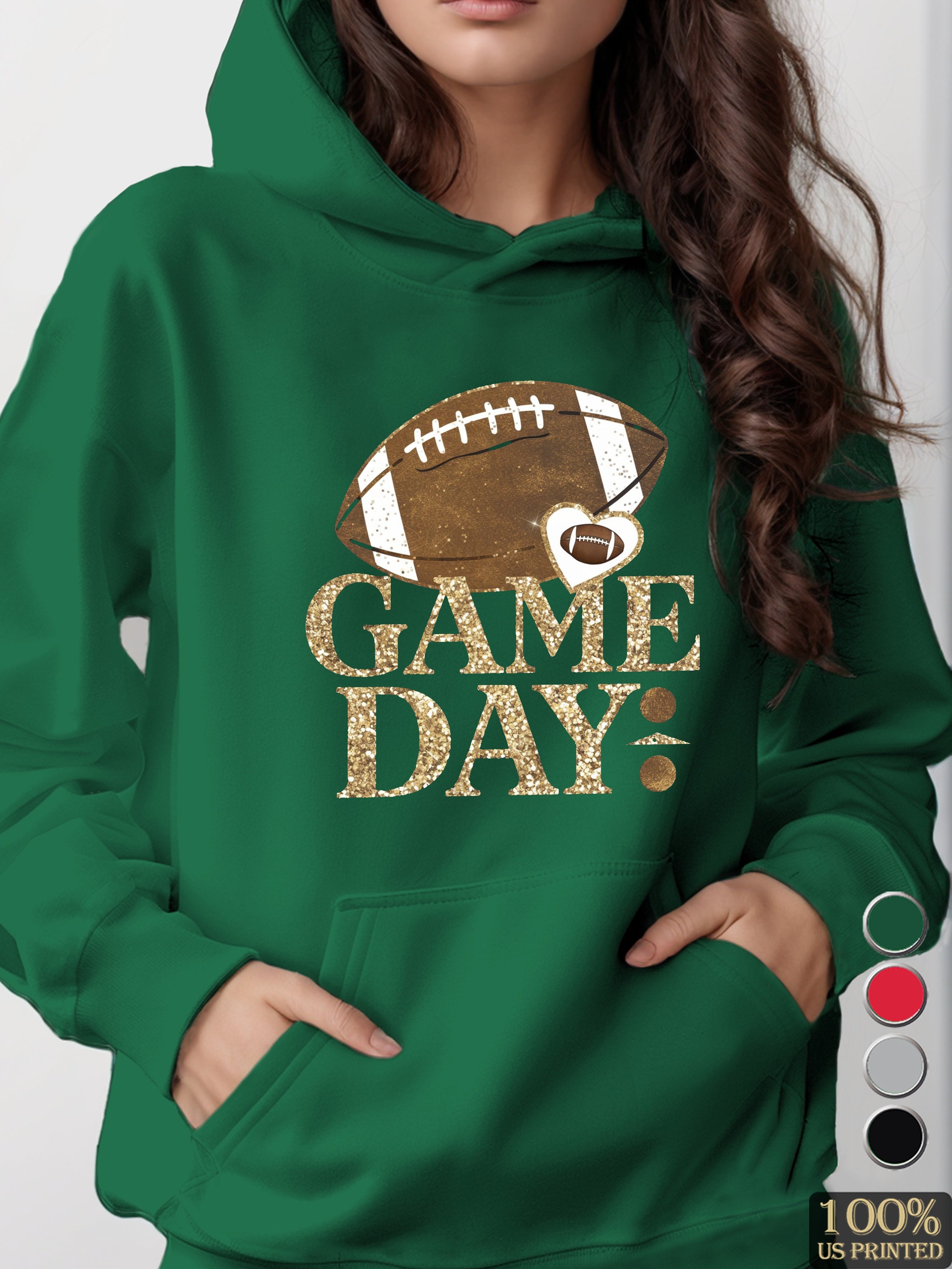 Vintage football graphic design women's hooded sweatshirt