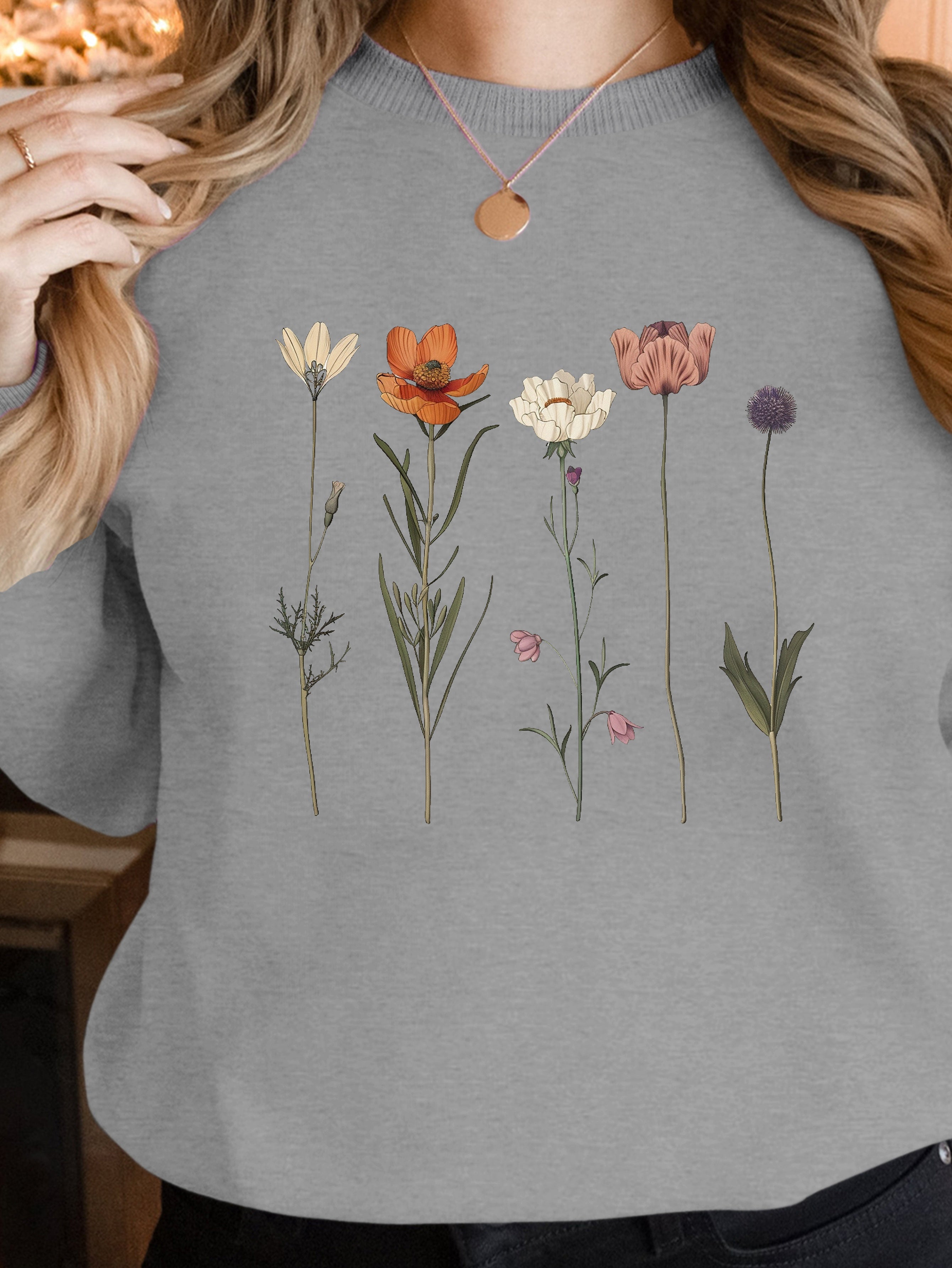 Vintage Botanical Flower Illustrations women's sweatshirts