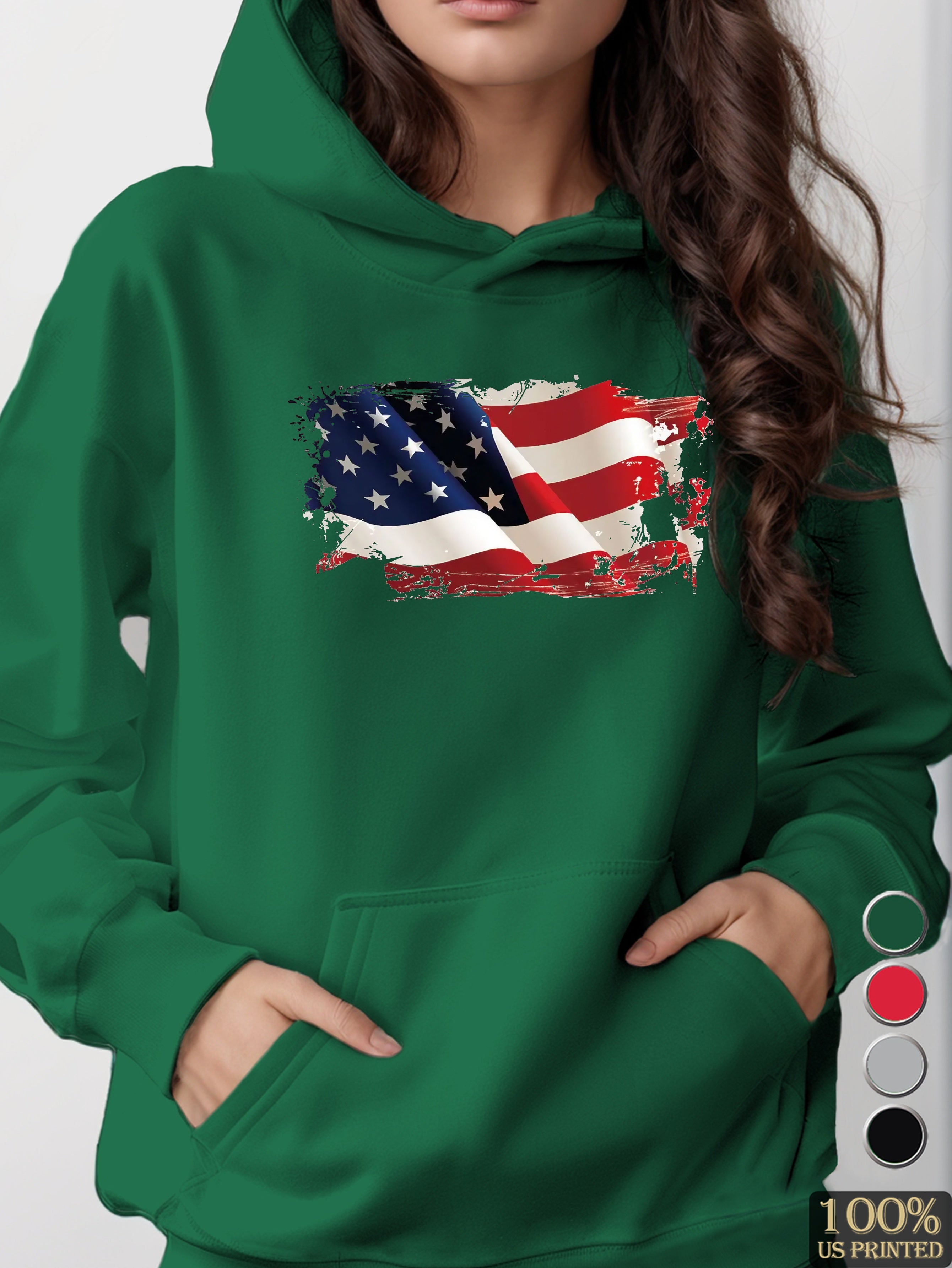 American Flag women's hooded sweatshirt