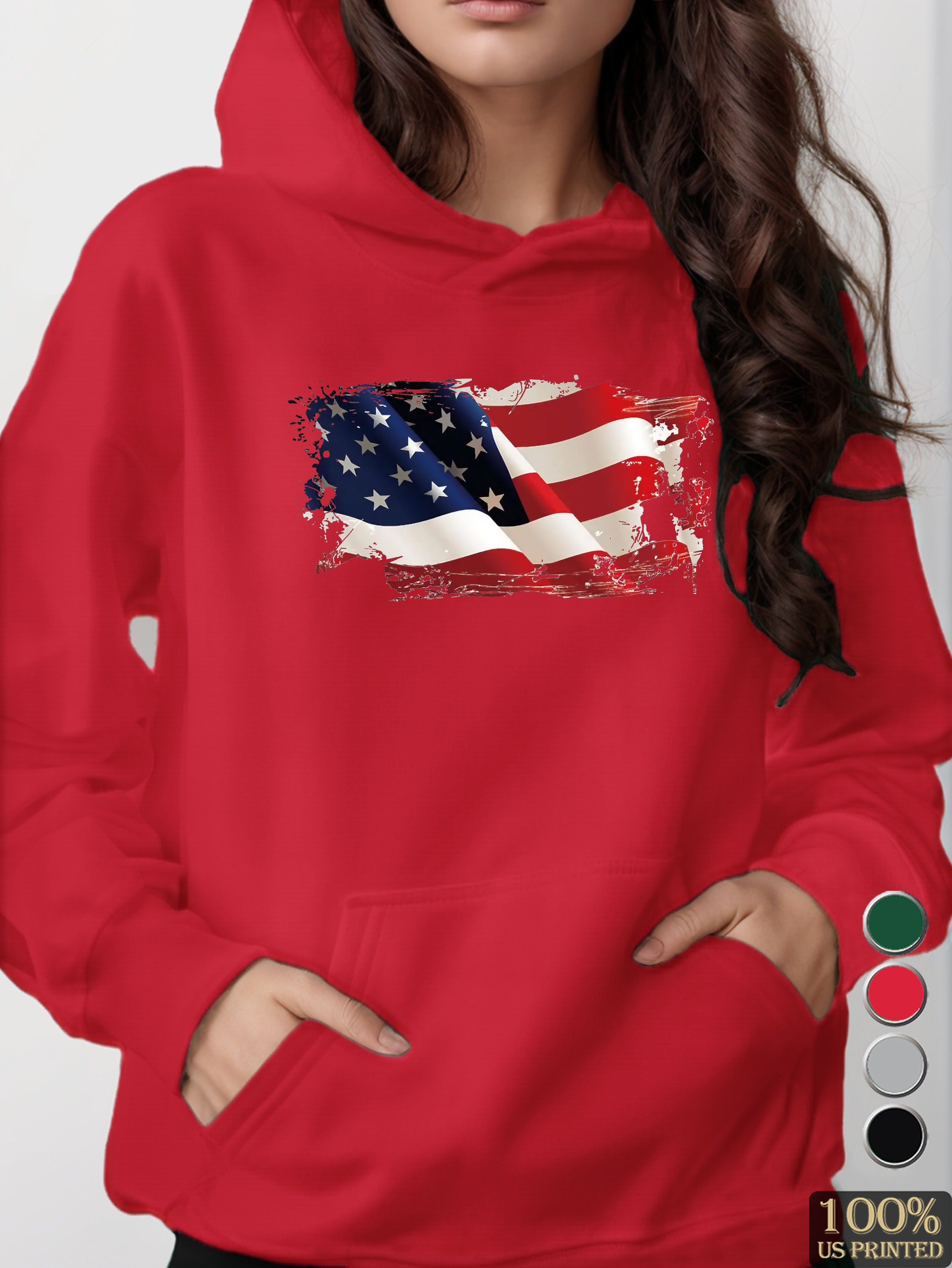 American Flag women's hooded sweatshirt