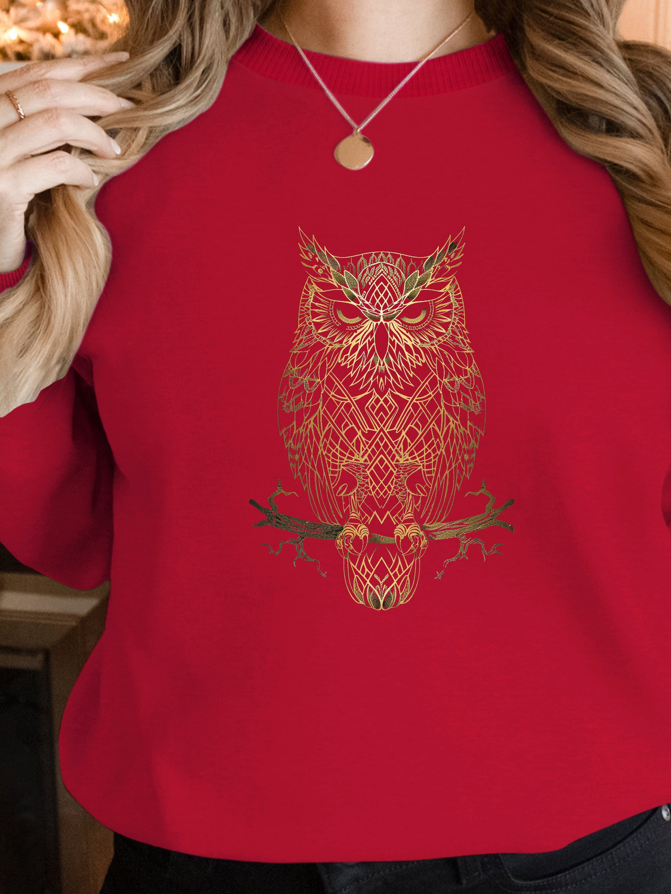 Monochromatic Gold Owl Design women's sweatshirts