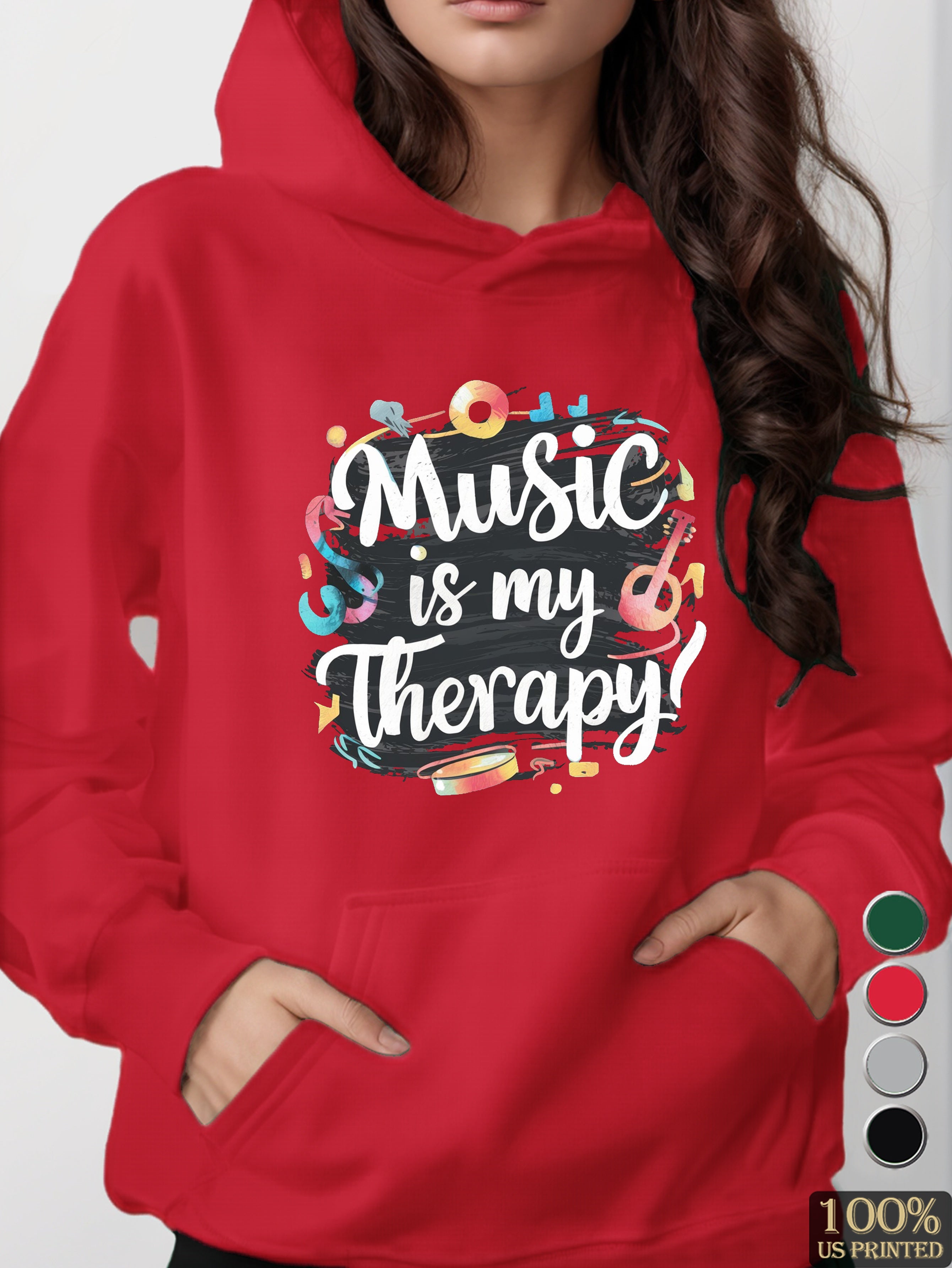 Music is My Therapy women's hooded sweatshirt