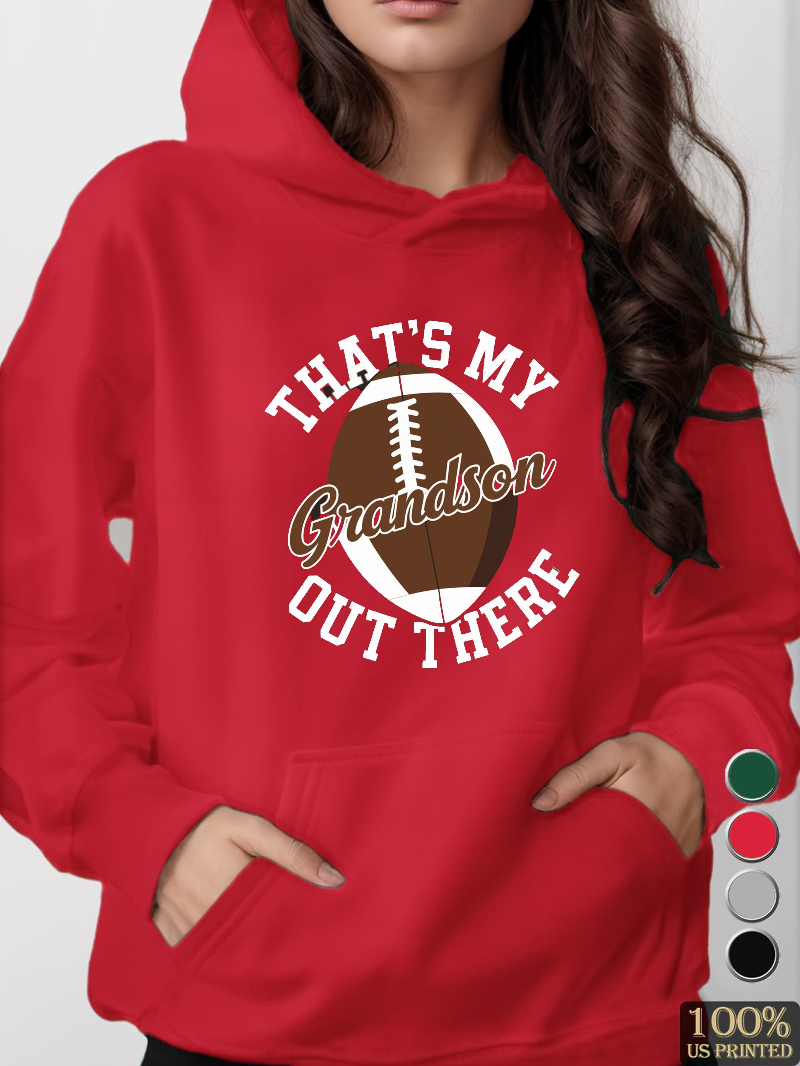 Grandson football illustration women's hooded sweatshirt