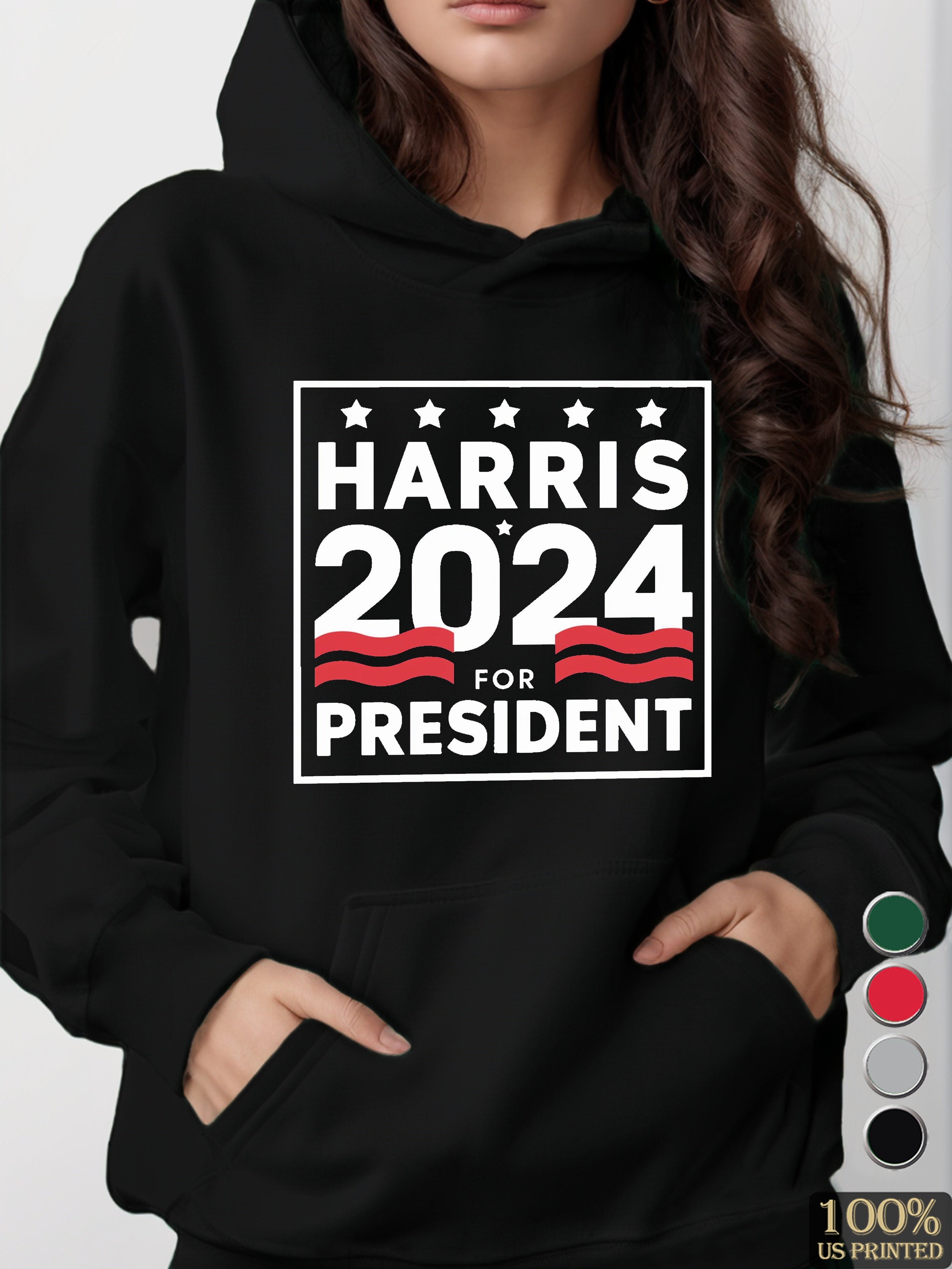 HARRIS 2024 campaign design women's hooded sweatshirt