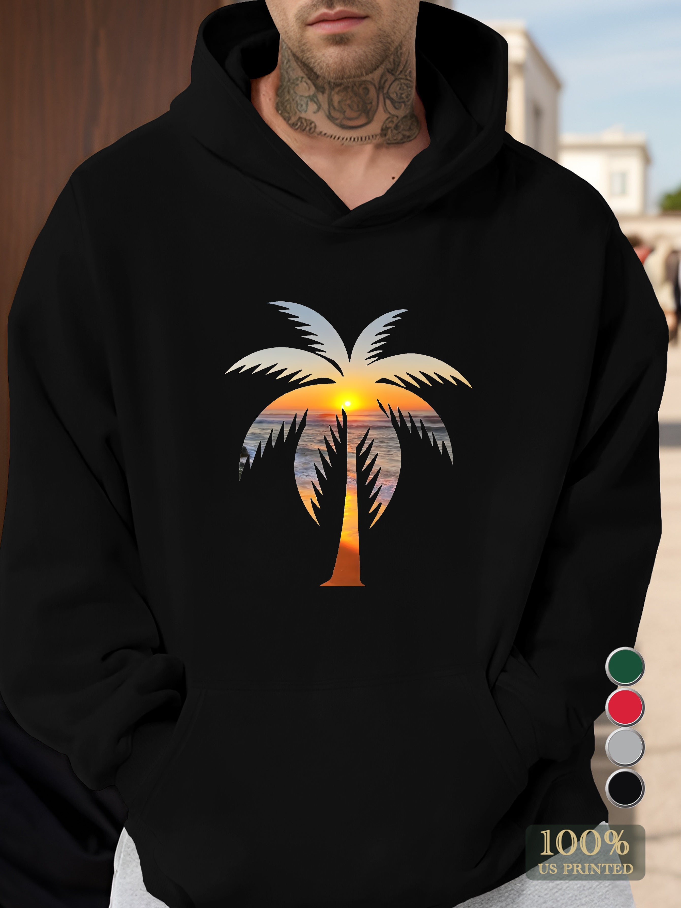 Coconut tree Men's hooded sweatshirt