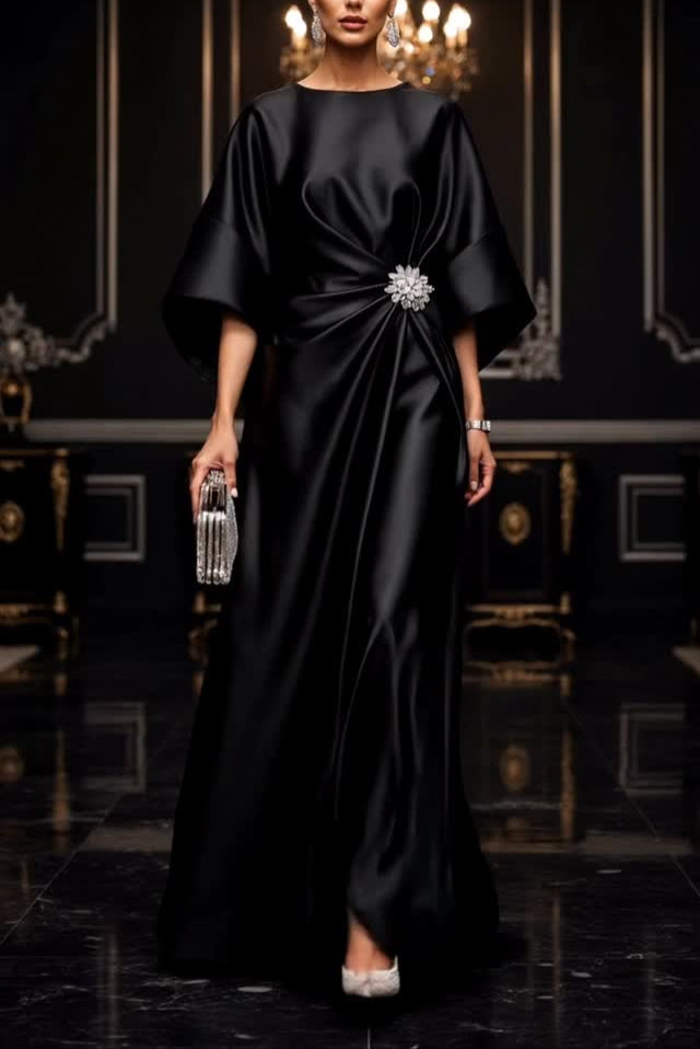 Glow Satin Crepe Maxi Dress