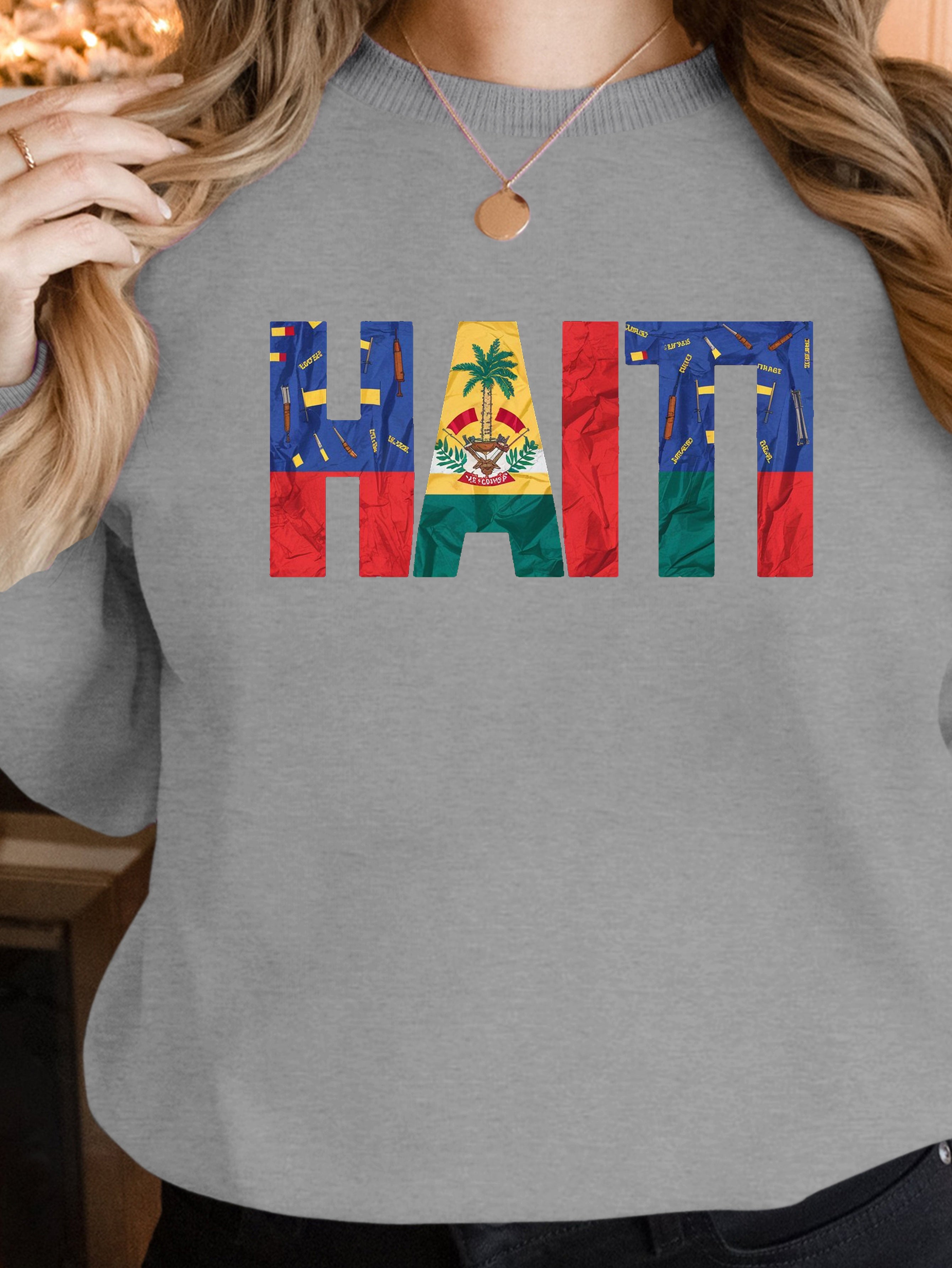 HAITI in bold letters women's sweatshirts