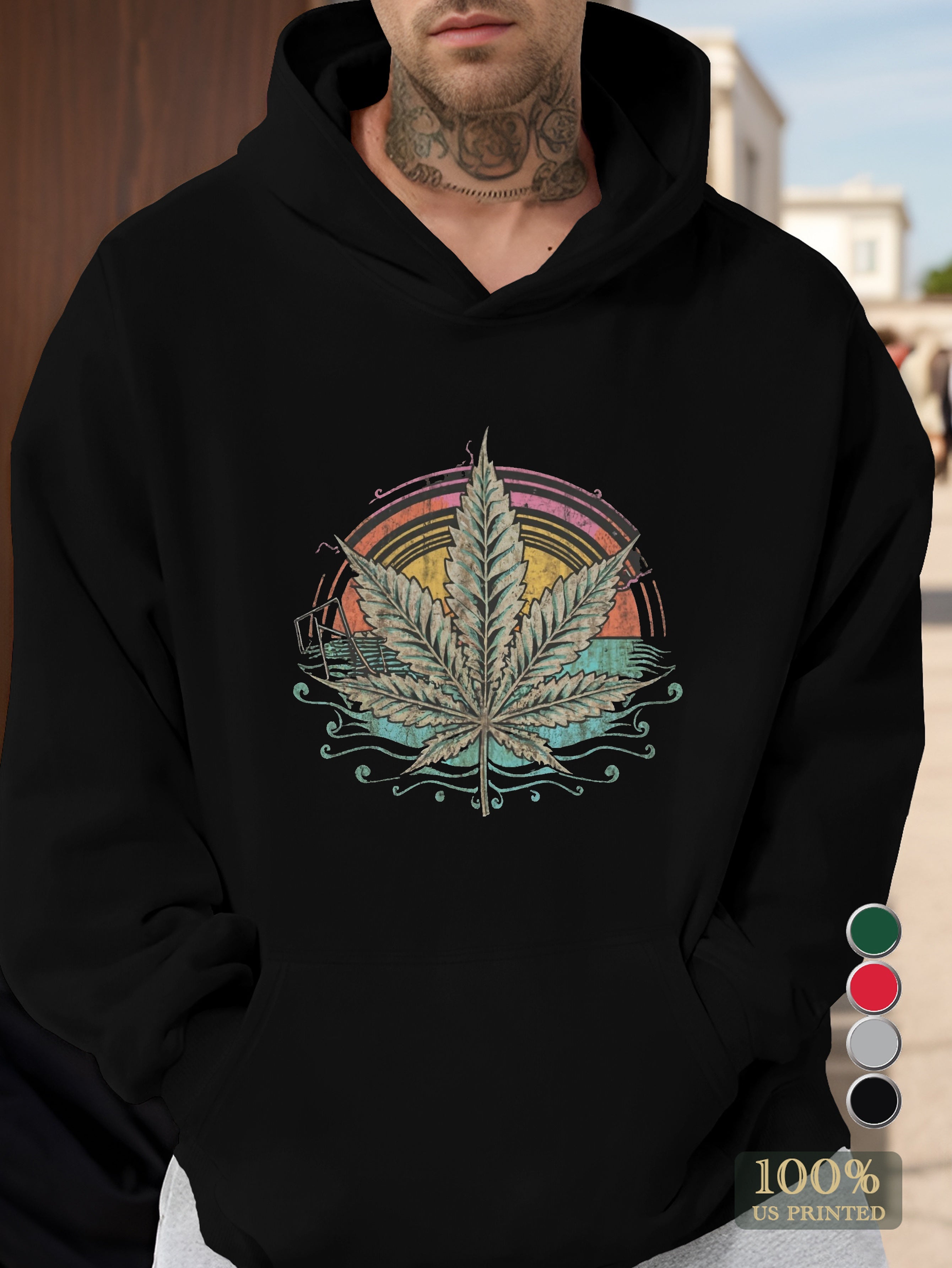 1970 s retro cannabis elegance Men's hooded sweatshirt