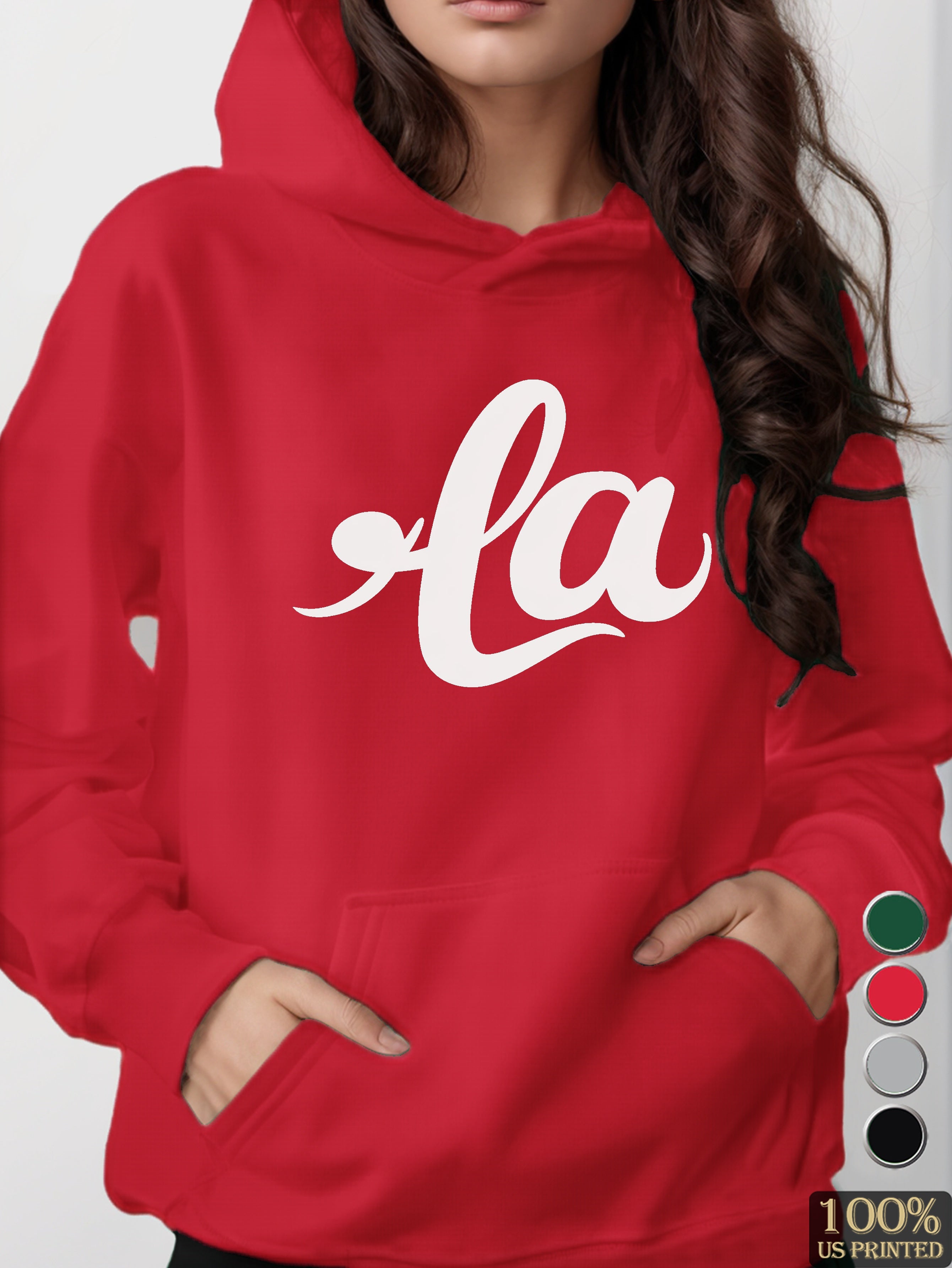 la in elegant cursive women's hooded sweatshirt