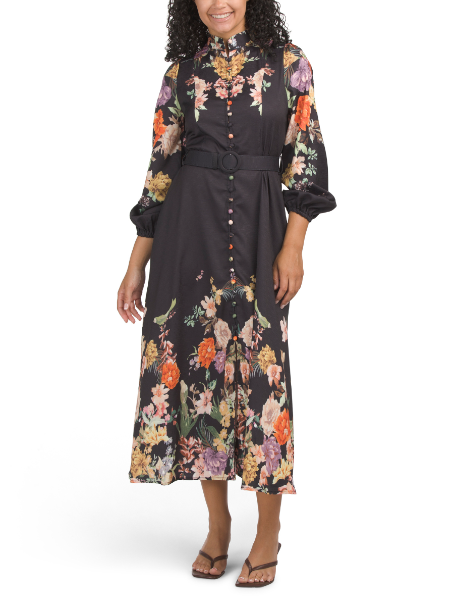 Printed Button Dress