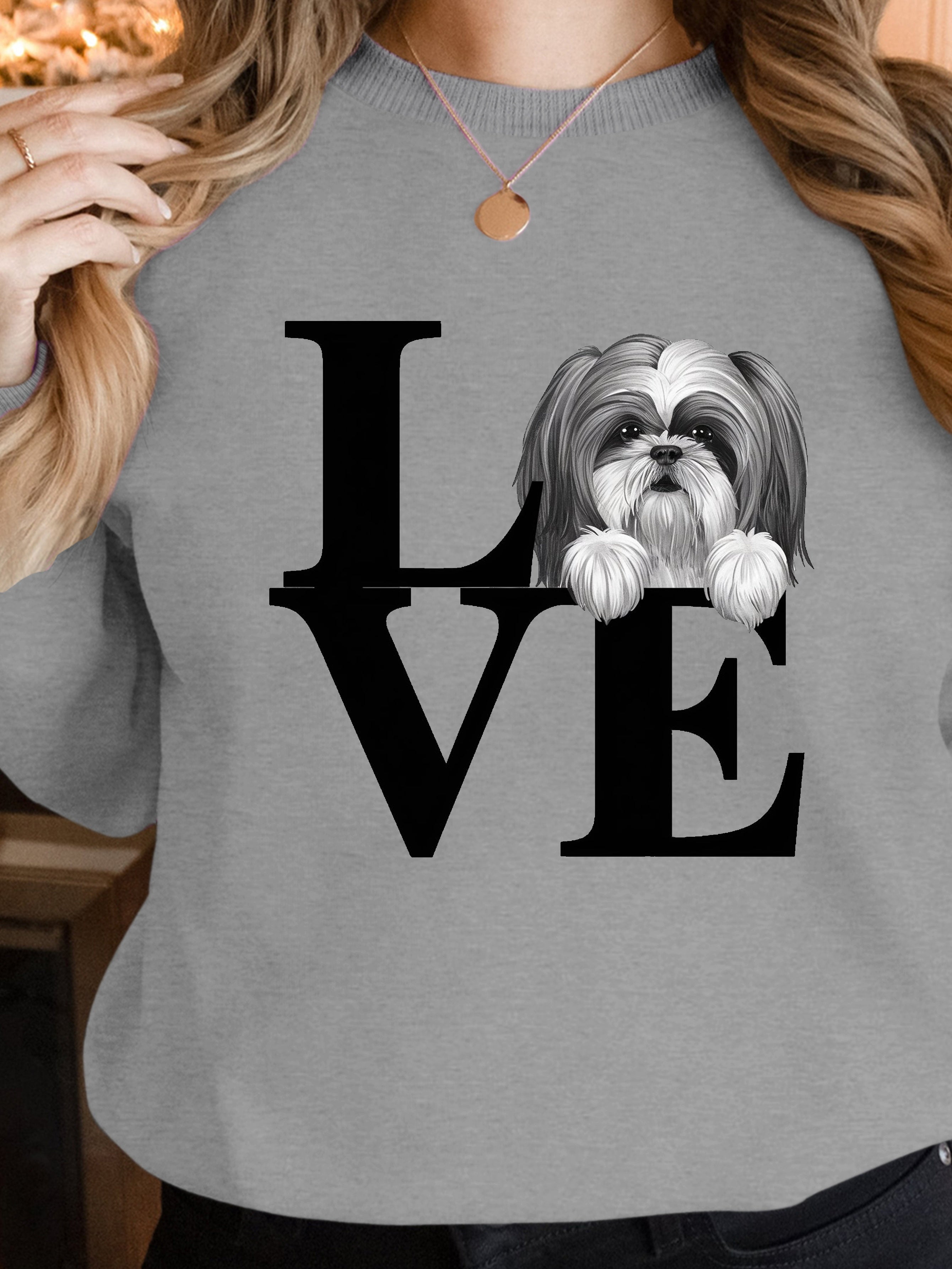 Shih Tzu LOVE illustration women's sweatshirts