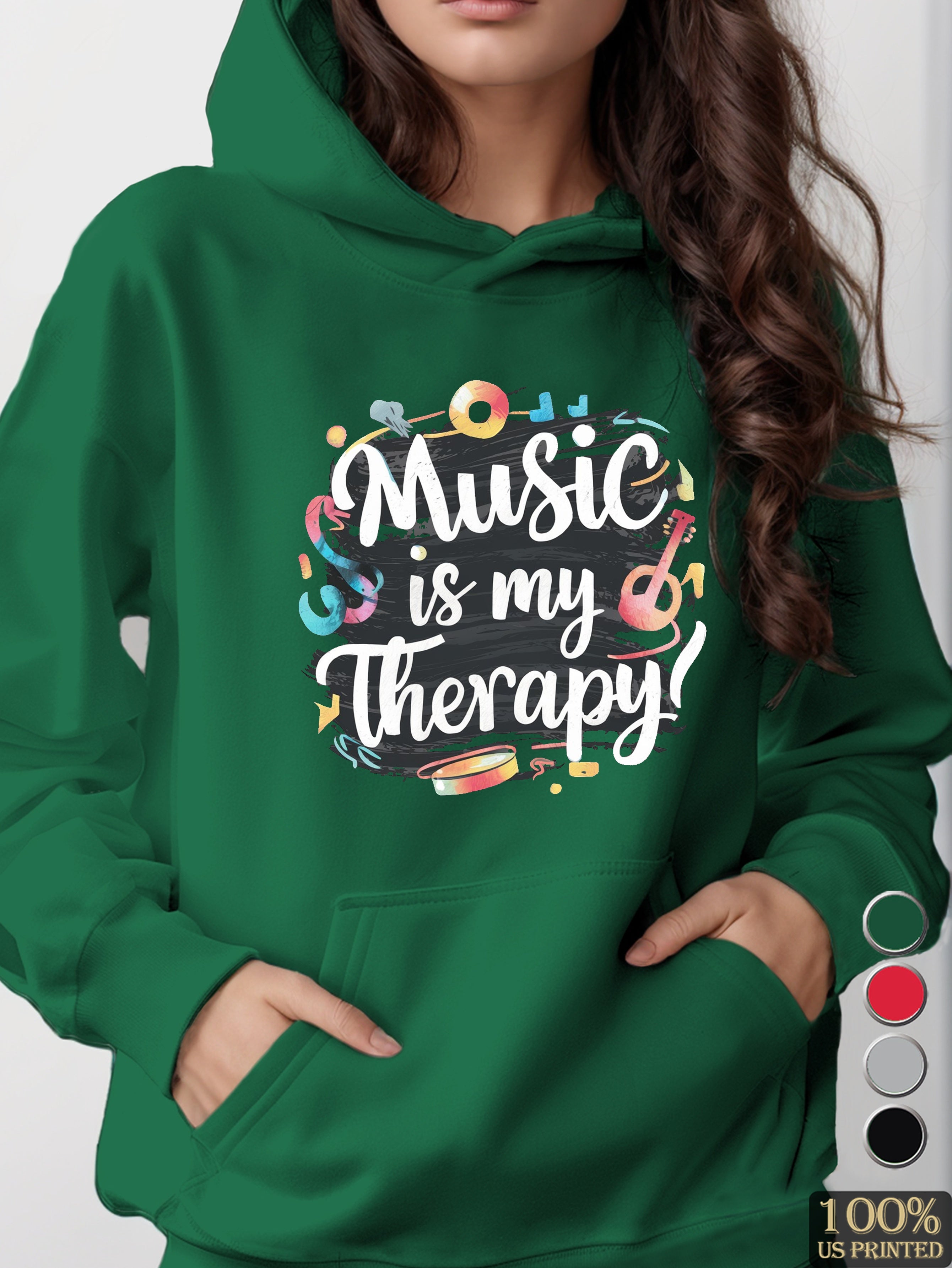 Music is My Therapy women's hooded sweatshirt