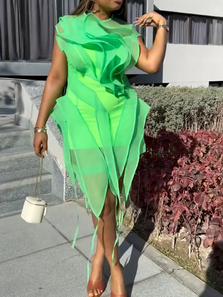 Ethereal Layered Fringe Dress