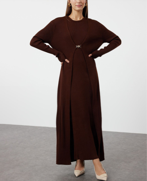 Design Acrylic Bodycon Maxi Dress With Shrug